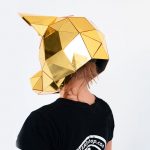 Golden Pig mouth animal mirror mask from different side of view - back