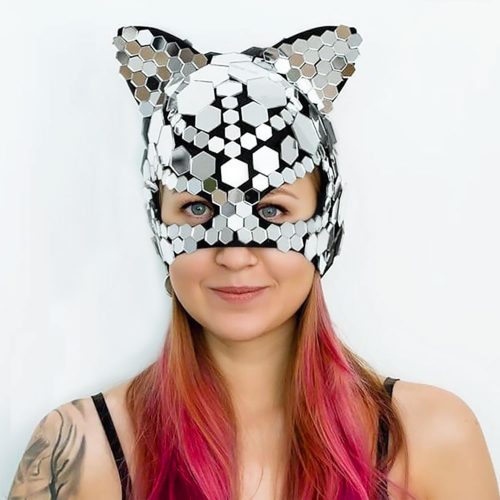 Disco Ball Sphere Masquerade Silver Mirror Mask _O22 - by ETERESHOP