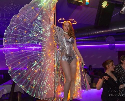 Dancer with LED wings and Light up mask