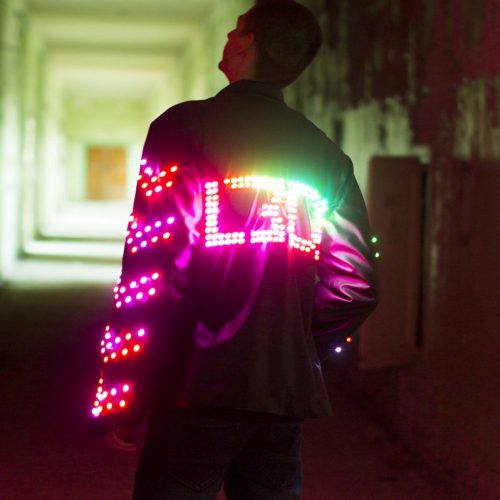 LED logo jacket with TEXT on the back