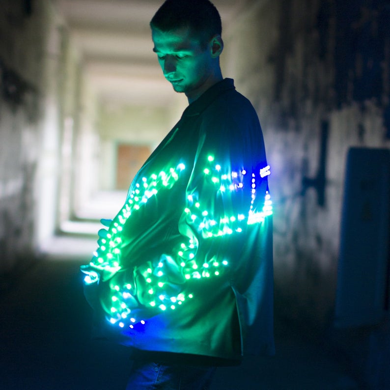 Green effect on the sleeve of glowing jacket