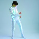 Model dancing in Aerial LED light up gymnastics costume suit / Light up performance circus acrobat costume outfit / Glow dance stage wear suit-ETERESHOP _I19