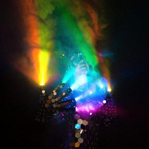 Mirror gloves makes LEDs light effects different colours effects