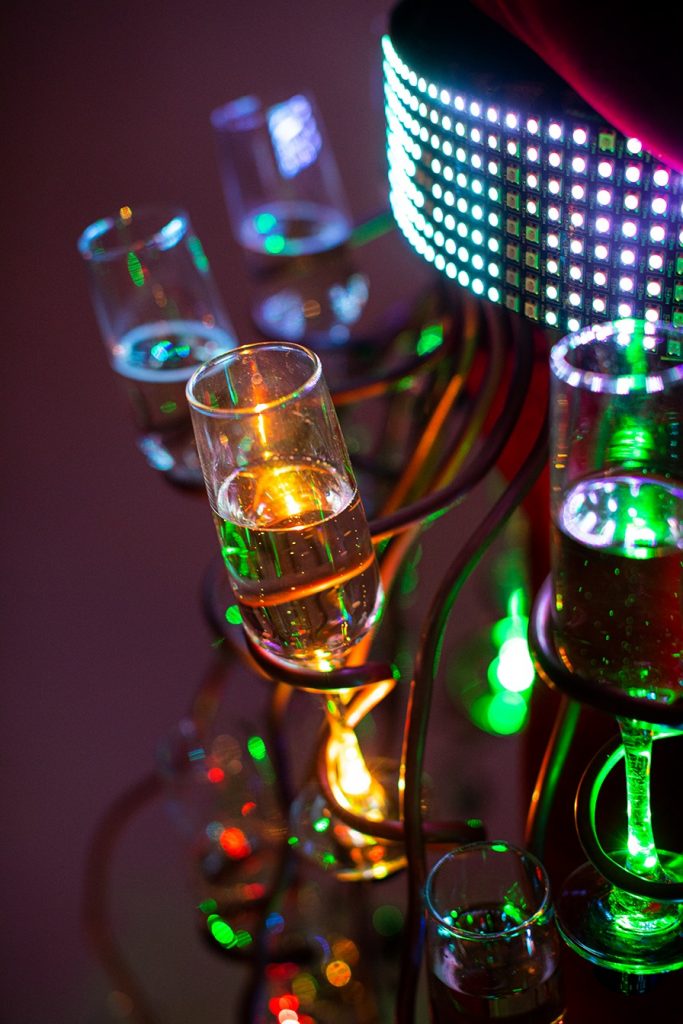 Smart LED Walking Champagne Table Close-up