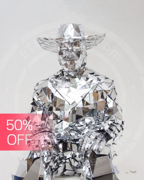 silver-mirror-man-suit-with-cowboy-hat-buy-with-discount