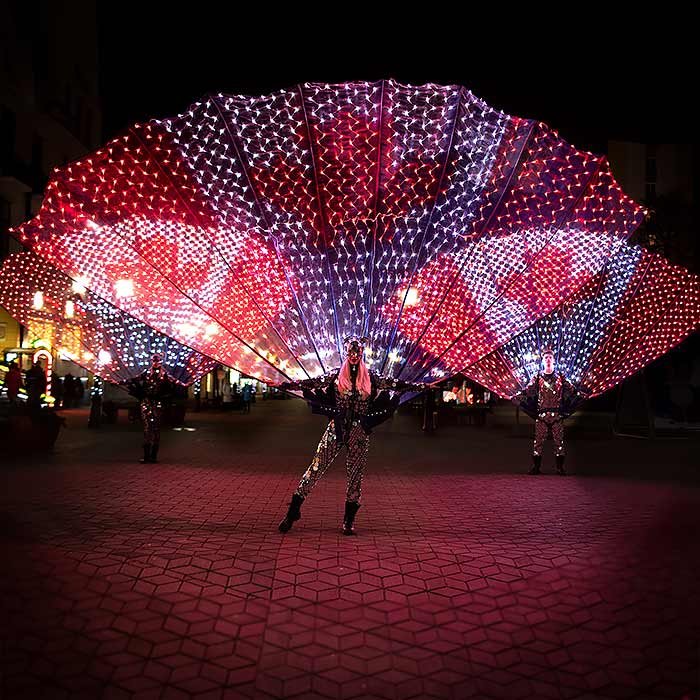 Canadian flag on 3 Peacocks Smart 1000 LEDs Fan Tails