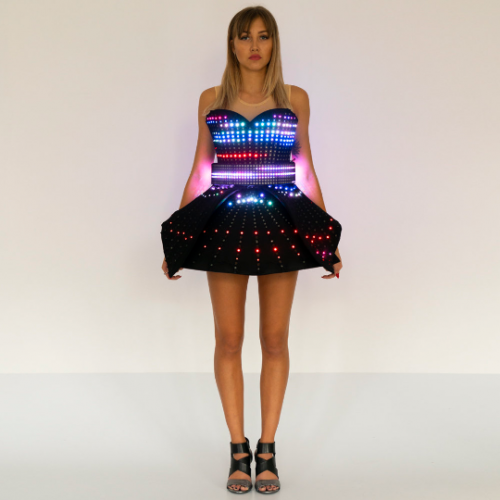 Full height dress with light effect on it