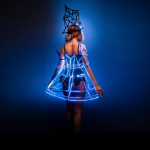 Blue light Cage outfit Shotting from back