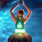 Effect of green fire on the LED dress Eva
