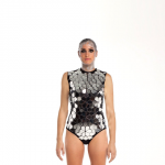 Sequin swimsuit mirror costume from front