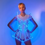 Top part half height Rave LED light up Cage dress outfit / fashion festival costume clothing
