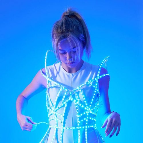 Top front part of Rave LED light up Cage dress outfit / fashion festival costume clothing