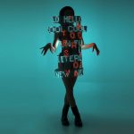 LED dress Logo costume with wide strips that plays text effects
