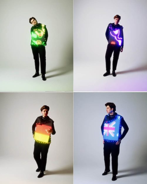 unusual men's outfit with LEDs