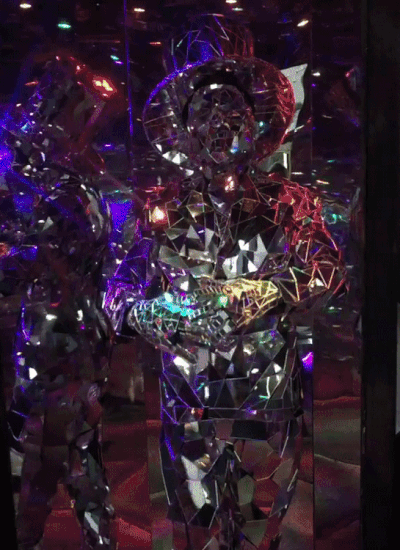 Broken Mirror Man Dancing in Colorful Beams @frenchmenstreetproductions