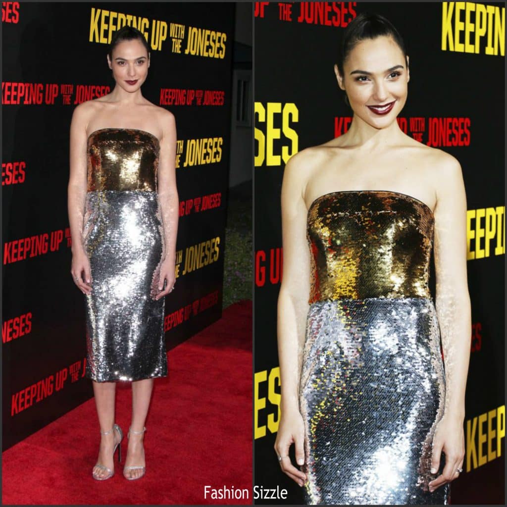 Gal Gadot In Sequin Dolce&Gabbana at Keeping Up With the Joneses LA Premiere