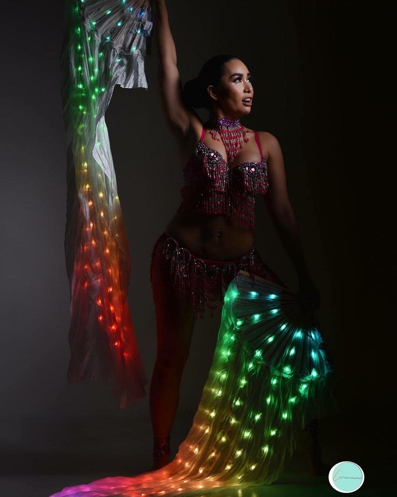 Smart Belly Dance LED Fans with 100 LEDs