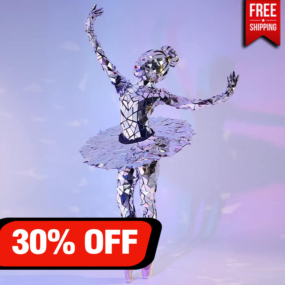 Exclusive Custom Made Silver Mirror Ballerina Costume Light Solutions
