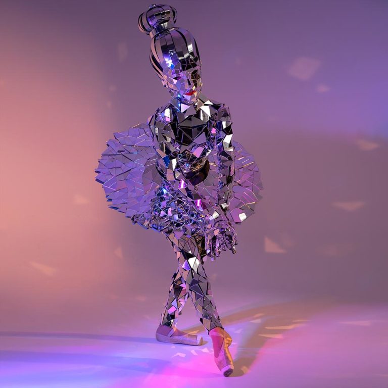 Flexible mirror ballerina costume for performances by