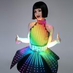 SMART LED Light Up EVA Dress with a Choker with a Plastic Base Rainbow Dress