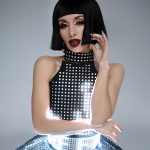SMART Pixel Dress with a Choker with a Plastic Base details
