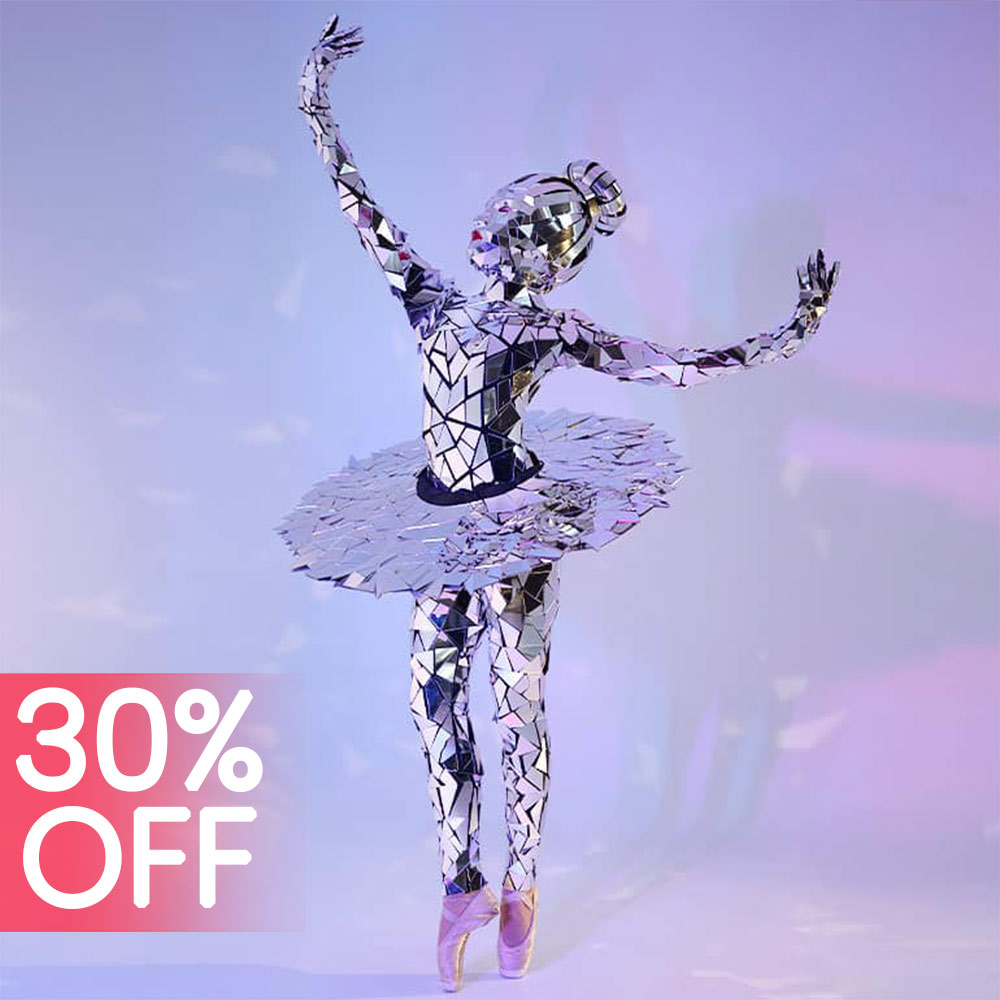 Exclusive Custom Made Silver Mirror Ballerina Costume _M133