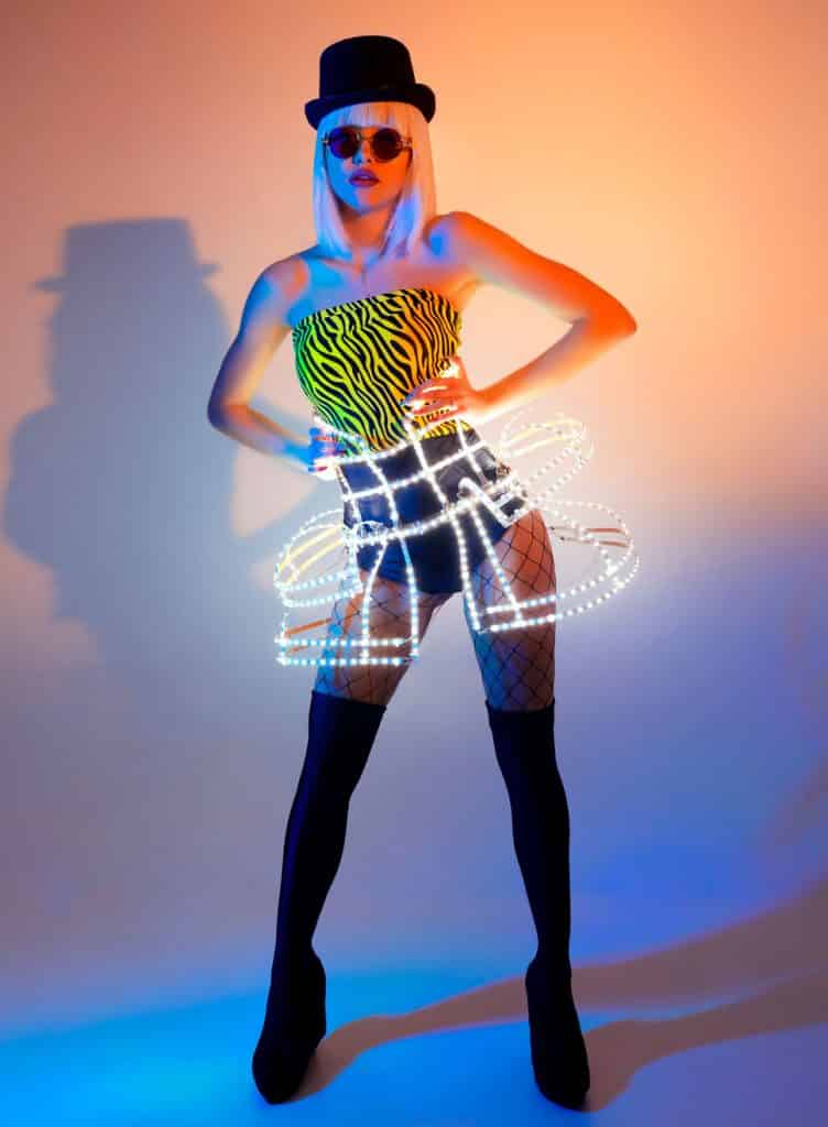White Light Up Cage Corset for Festival Look