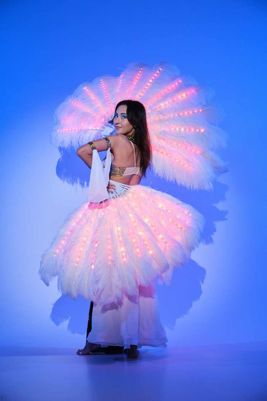 Smart Burlesque LED Fans with Feathers _P26 - by ETERESHOP