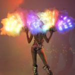 white feather fans with LEDs for performances