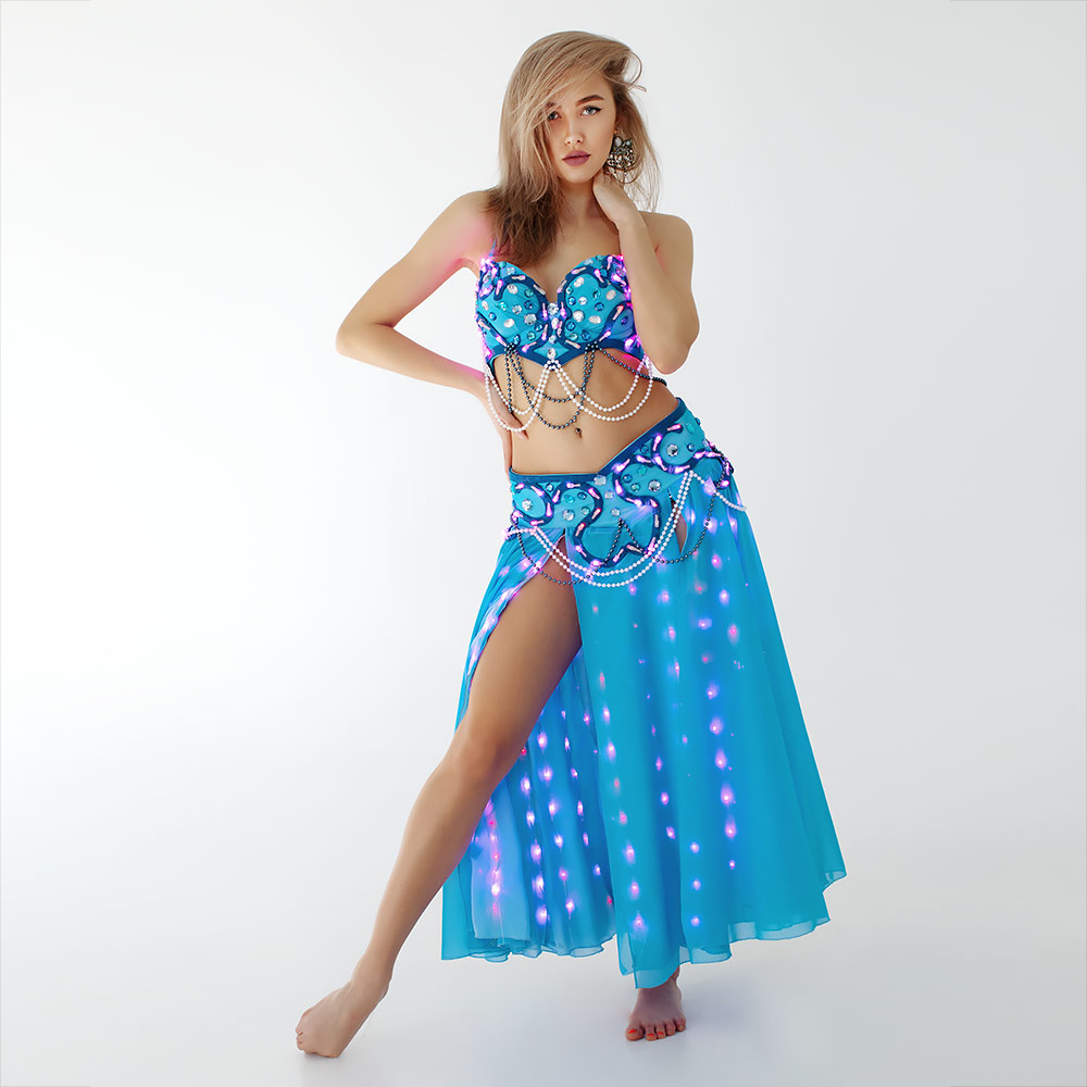 Smart LED Belly Dance Outfit Blue Dress by ETERESHOP _B23