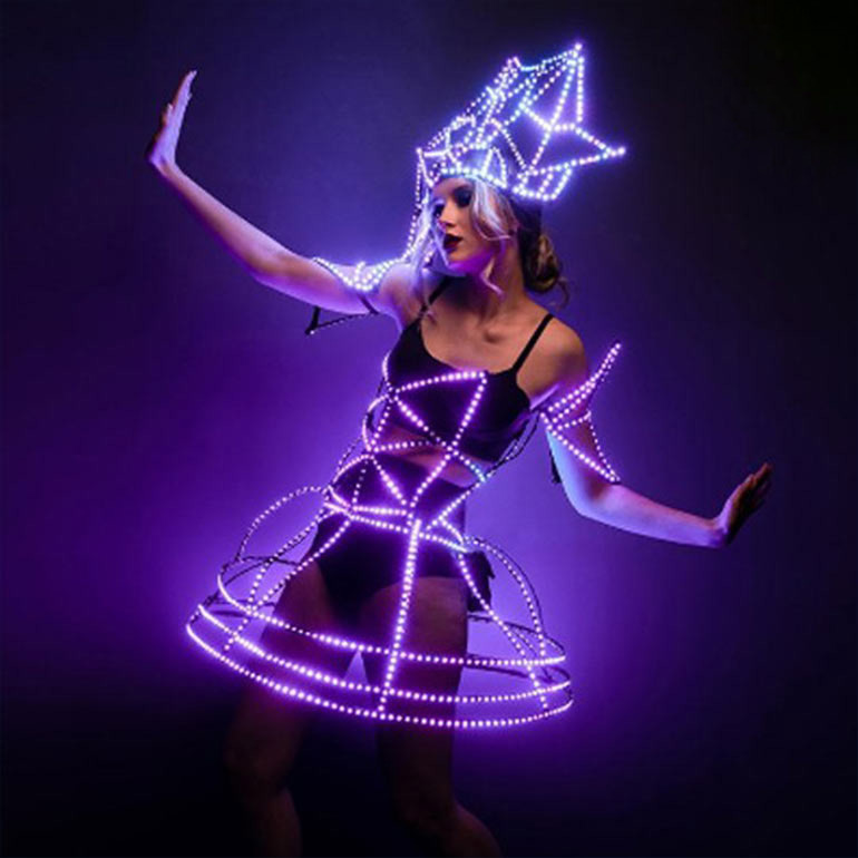 Rave LED light up Cage dress outfit / fashion festival costume clothing  _C17-1