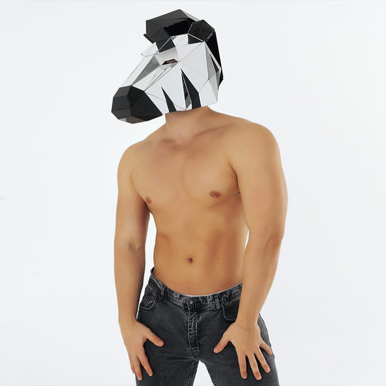 Mirror Rabbit animal mask - EMD full head mask - by ETERESHOP