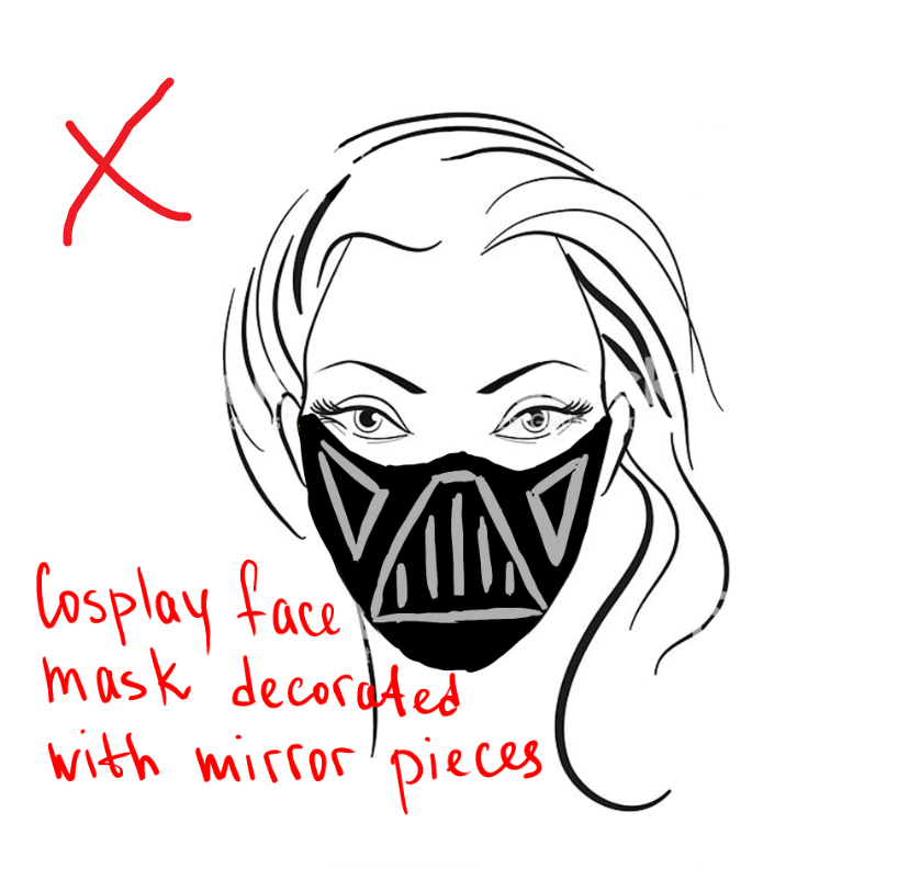 cosplay face mask decorated with mirror pieces