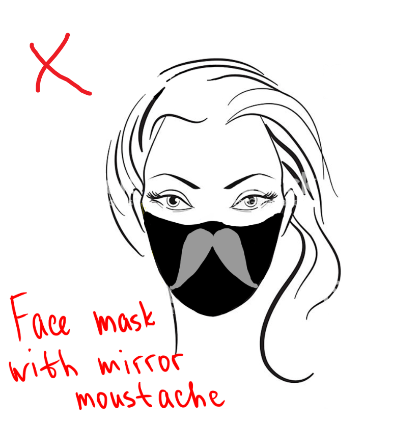 face mask with mirror moustache