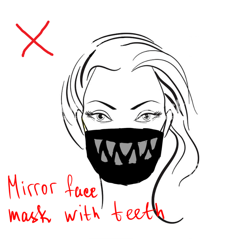 mirror face mask with teeth