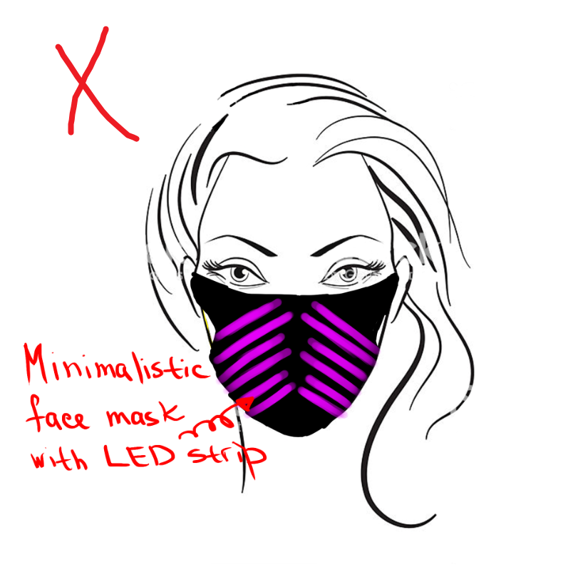 minimalistic face mask with the led strip
