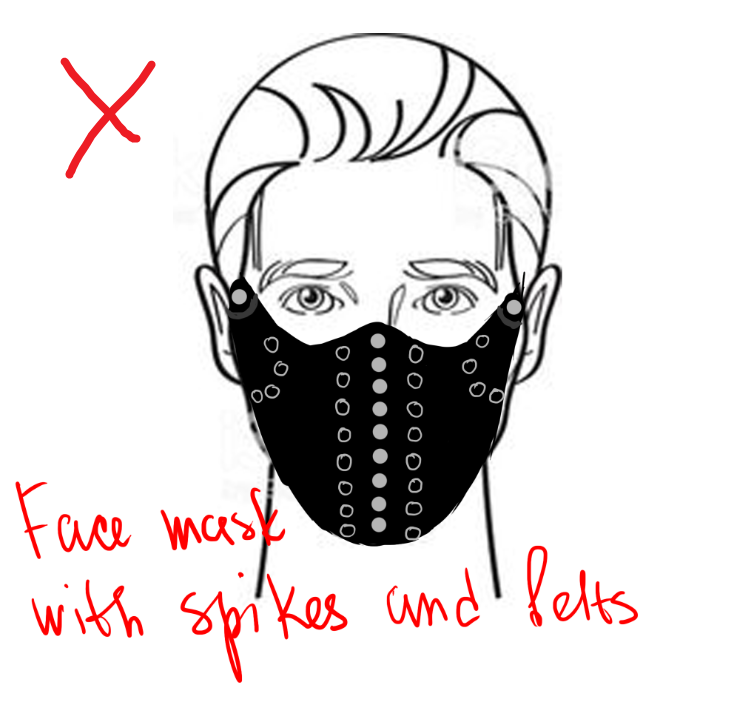 face mask with spikes and belts