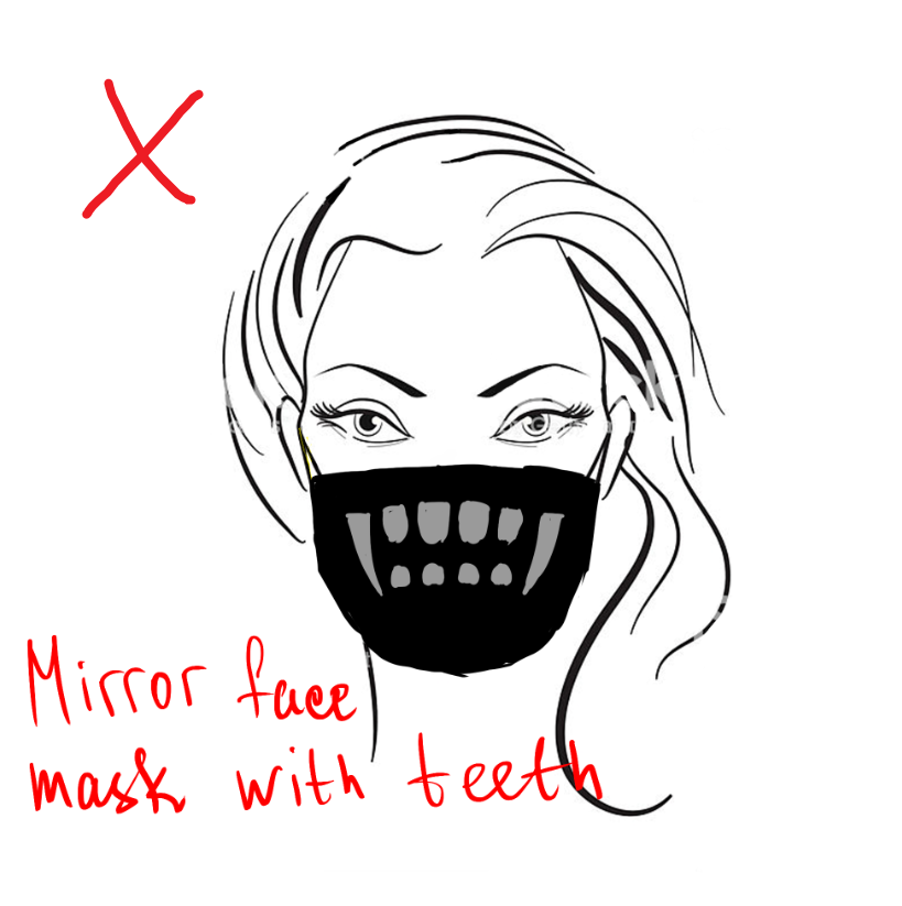 mirror face mask with teeth