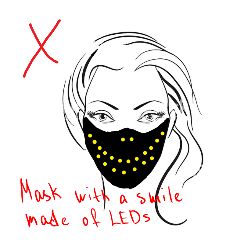 mask with a smile made of leds