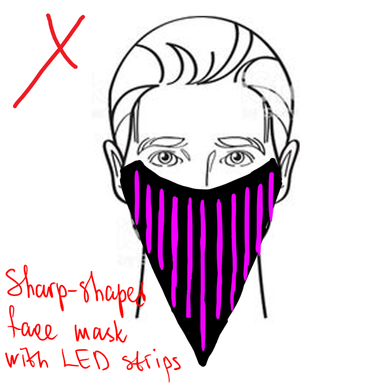 shart-shaped face mask with led strips