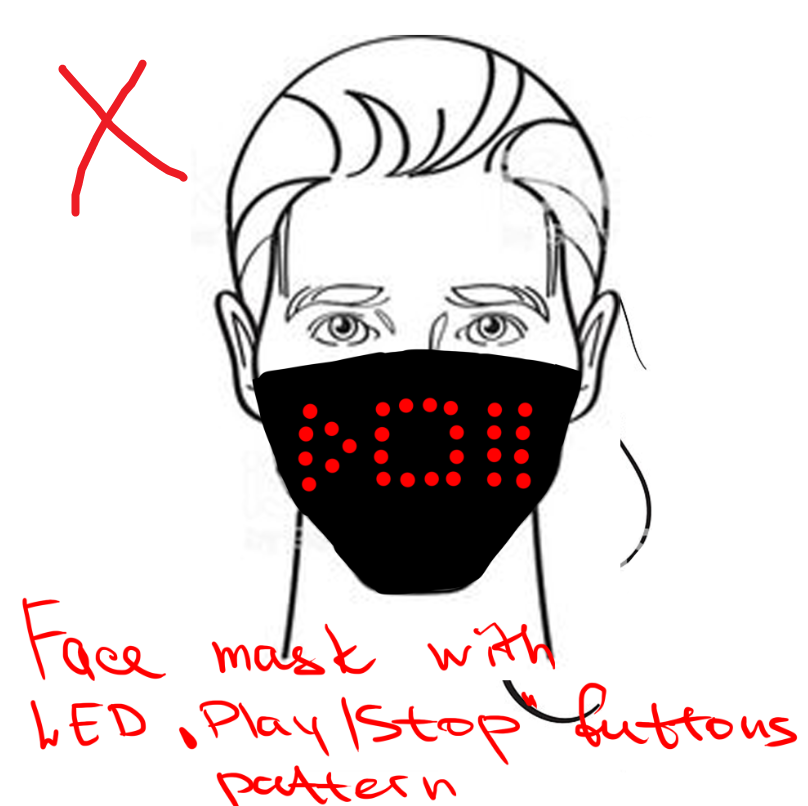 face mask with led buttons pattern