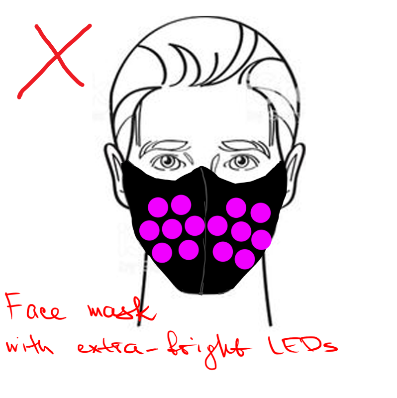 face mask with extra-bright leds