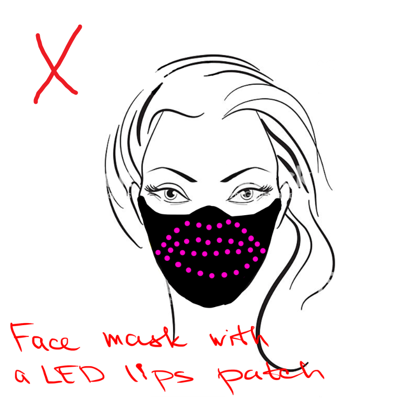 face mask with a ledlips patch