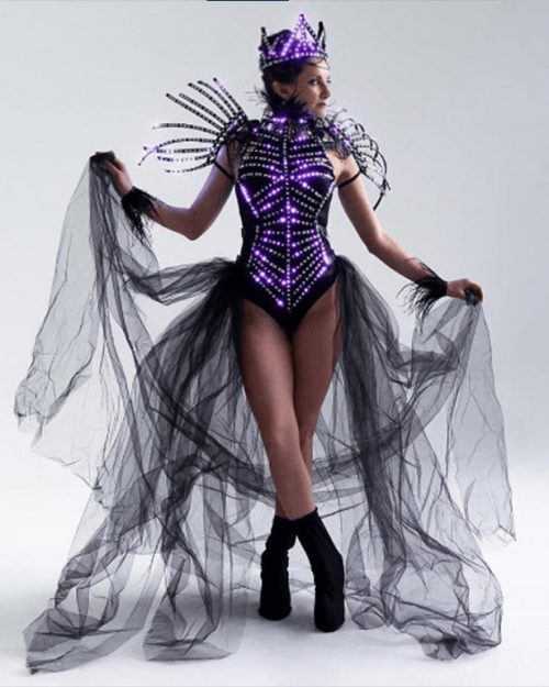 Black-Queen-LED-light-up-rainbow-Cage-dress-outfit