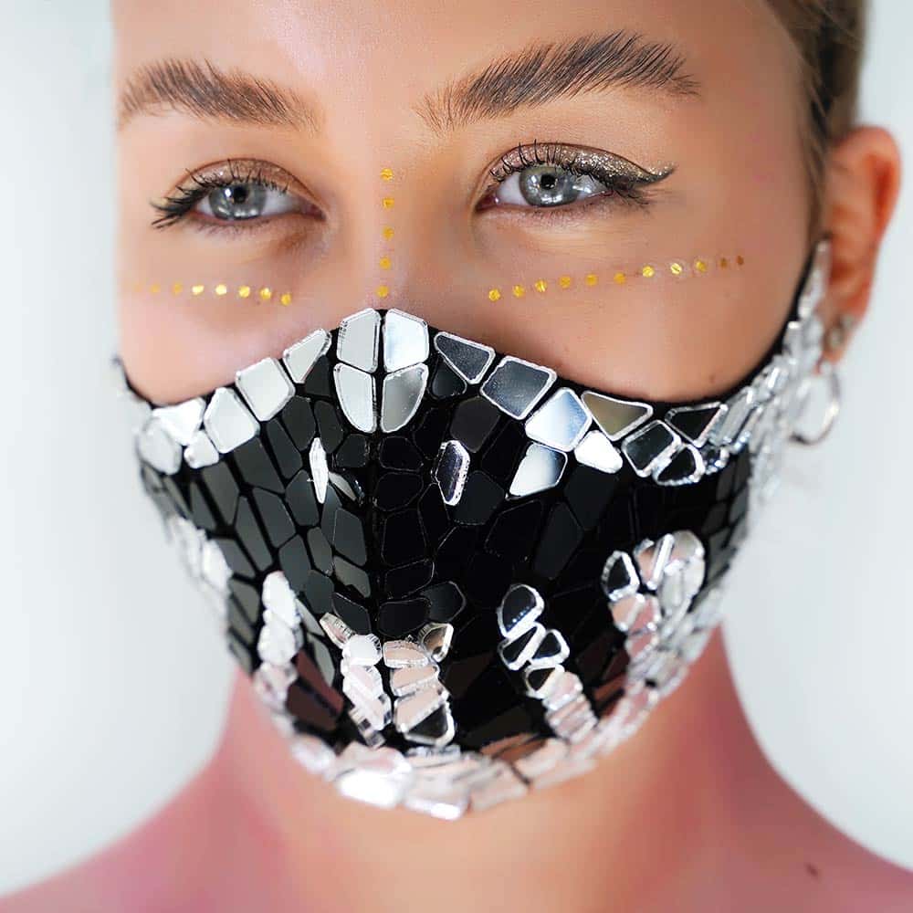 Black and Silver Mirror Face Mask by ETERESHOP