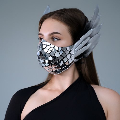 Skull Silver Mirror Mask/ Mens Masquerade Rave Full Head EDM Mask, Mardi Gras Burning Man- by ETERESHOP _D88