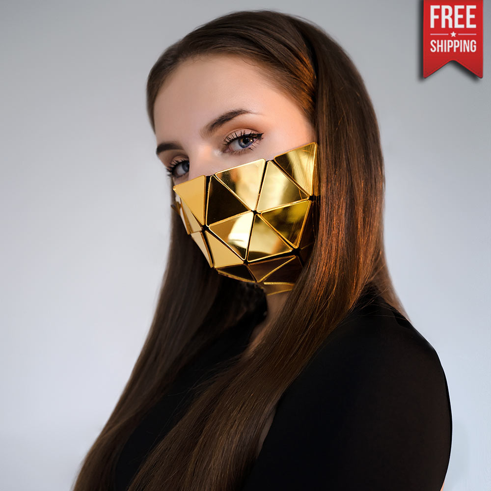 Gold Mask Mirror Triangles by ETERESHOP main