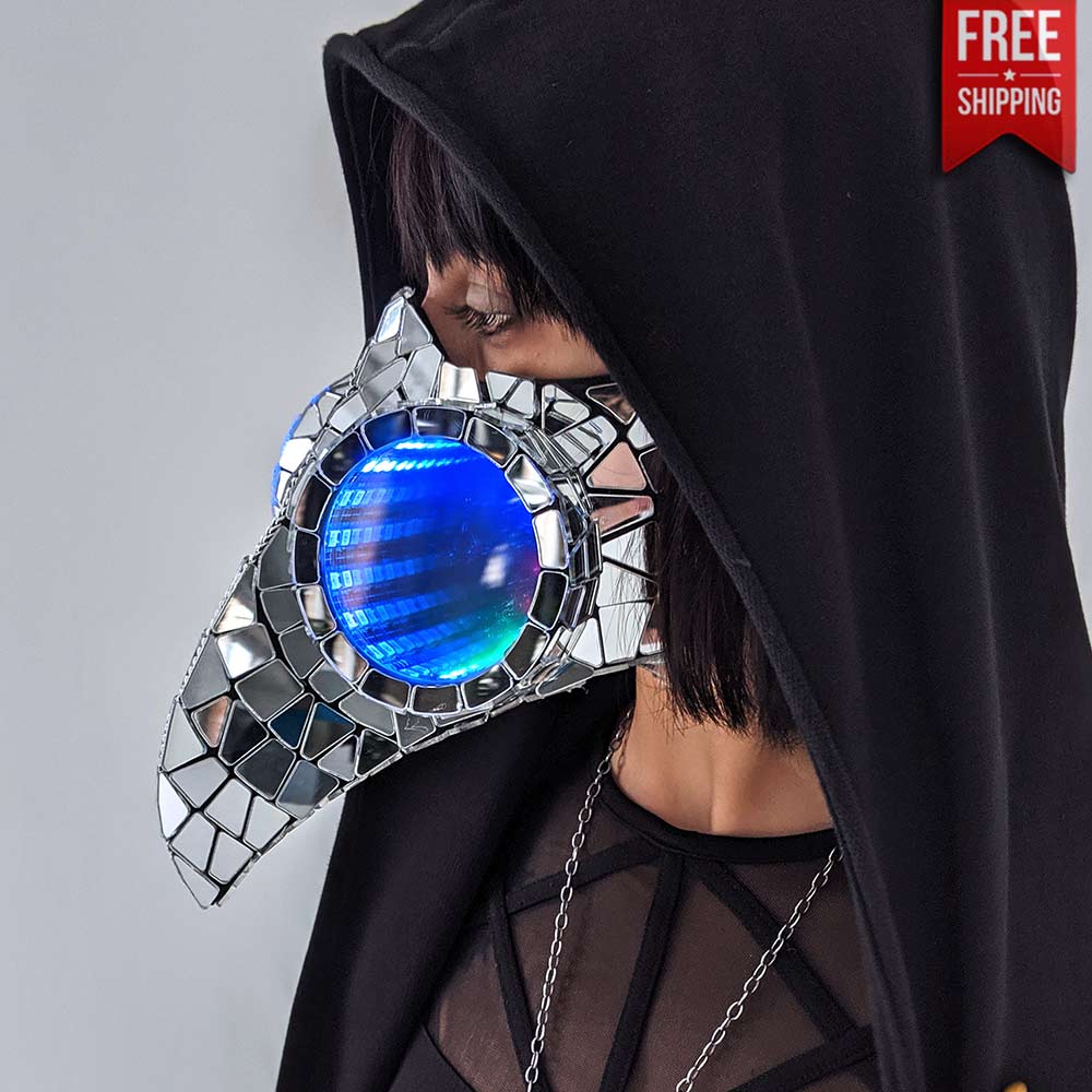 Silver Infinity Mirror Beak Mask by ETERESHOP