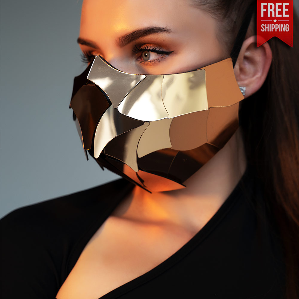 Pale Gold Mirror Poly Face Mask by ETERESHOP main