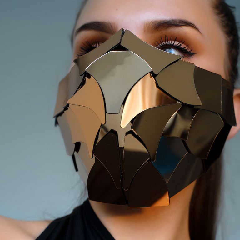 Pale Gold Mirror Low Poly Face Mask by _M113